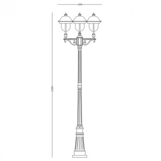 Borne d'extérieur noire street 3 ampoules 231 cm