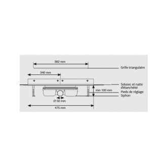 Caniveau d'angle inox solusec l270x382 d50 sh