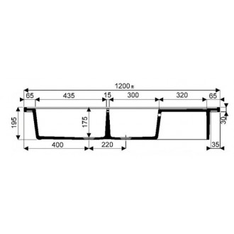 Evier à poser romans réversible 2 cuves + 1 égouttoir 120x60 blanc