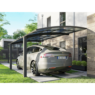Carport Aluminium Autoportant BOLTON - Profondeur x largeur x hauteur : 500 x 300 x 240 - Toiture en Polycarbonate Traite Anti-UV