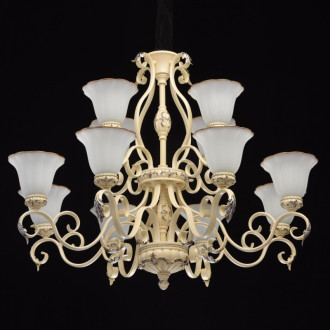 Chandelier beige country 12 ampoules 230 cm