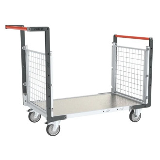 Chariot modulaire grillagé 2 dossiers plateau tôle galva 1000 x 600 mm 250 kg - 806724252