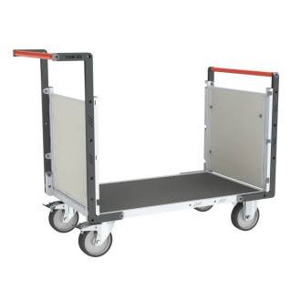 Chariot modulaire PP alvéolaire 2 dossiers plateau bois avec tapis caoutchouc 1000 x 600 mm 500 kg - 806724592