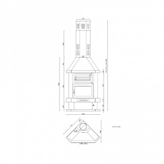 Fm cheminée métallique d'angle c-100rh 13,5kw avec four