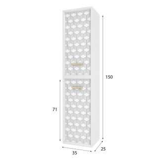 Colonne de salle de bain scandinave blanc à suspendre - h150xp25xl35cm - NORDIK TEGNINGER Aurlane - LAV486