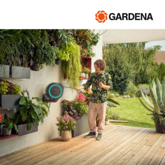 Dévidoir automatique mural gardena rollup s - 15 m - bleu - 18600-20