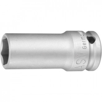 Douille à choc 3/4'', modèle long, Cote s/plats : 19 mm, Long. 95 mm, Ø extérieur de la prise de force 33 mm, Ø extérieur de l'entraînement : 44 mm