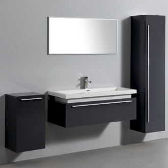 Ensemble complet meuble de salle de bain rio 1 vasque 1 miroir gris laqué