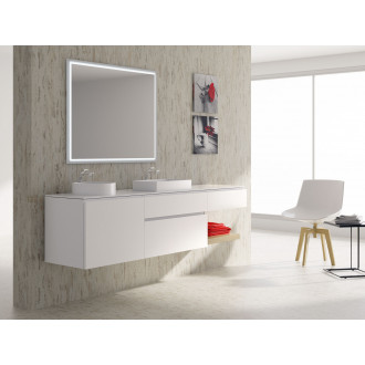 Meuble de salle de bain 120cm bloc 19 - ensemble suspendu blanc