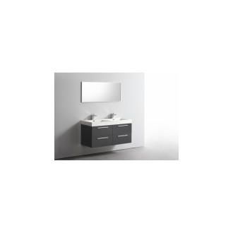 Ensemble meuble salle de bains double vasque 120 cm ideo gris foncé laqué