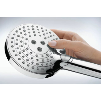 Ensemble support mural et douchette 120 3jet PowderRain avec flexible de douche 160 cm chromé - 27668000