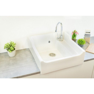 Evier céramique Timbre D'office Vintage blanc 60cm - 1 Bac