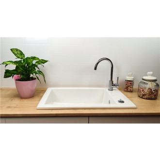 Evier céramique à encastrer Lingot Blanc Sarreguemines - 1 cuve sans égouttoir