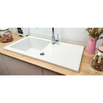 Evier céramique à encastrer Lingot XS Blanc Sarreguemines - 1 cuve avec égouttoir