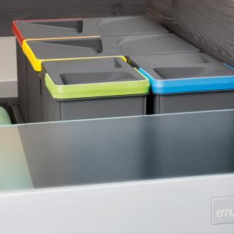 Bac de tri sélectif pour tiroirs de cuisine Recycle Hauteur 216mm, 1x12litres, Plastique gris anthracite