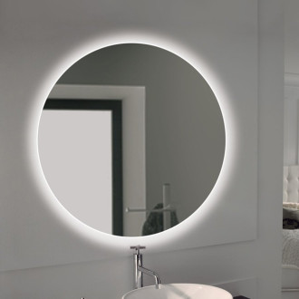Miroir de salle de bain Cassiopeia avec éclairage décoratif à LED, diamètre 60 cm, AC 230V 50Hz, 20 W + 12 W, Aluminium et Verre.