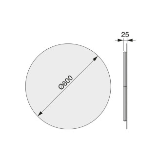 Miroir de salle de bain Cassiopeia avec éclairage décoratif à LED, diamètre 60 cm, AC 230V 50Hz, 20 W + 12 W, Aluminium et Verre.