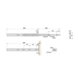 Lot de 5 jeux de coulisses pour tiroirs, roulement à billes, hauteur 45mm, profondeur 600mm, à sortie totale, avec push, fermeture amortie, zingué