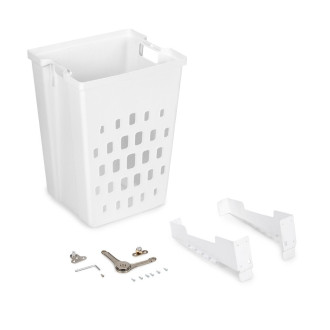Panier à linge avec système de porte basculante, pour module 450 mm Laundry, plastique et acier, blanc