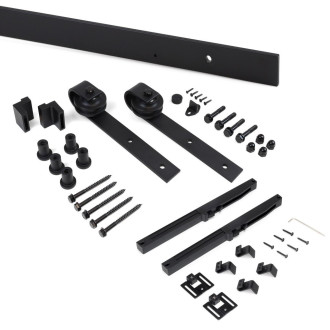 Kit de quincaillerie pour porte coulissante suspendue Barn en bois, avec fermeture souple, panneaux non inclus, Acier et Plastique, Peint en noir