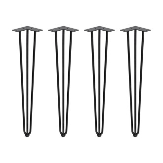 Lot de 4 pieds Hairpin de 3 fils par table, hauteur 710mm, Acier, Peint en noir