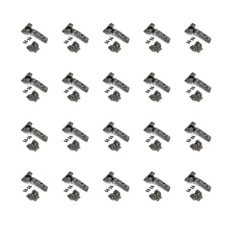 Emuca Lot de 20 charnières droites X91N avec embases à visser, Hauteur 0, Acier, Titane