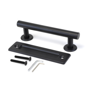 Poignée pour portes coulissantes en bois Pasadena, Longueur 240 mm, entraxe 180 mm, Acier, Noir texturé