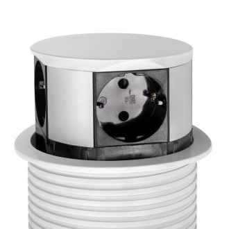 Multiconnecteur Vertikal Push diamètre 100mm, 3 prises de type Schuko, 1 USB type A, 1 USB type C, Acier et Plastique, Peint en blanc