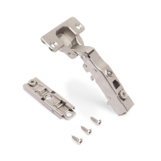 Lot de 20 charnières droites X91 à fermeture amortie avec embases droite à visser, Hauteur 1, Acier, Nickelé