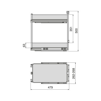 Chariot extractible Harmony avec fermeture à amortie, Module largeur 300mm hauteur 800mm, Acier et Bois, Gris anthracite