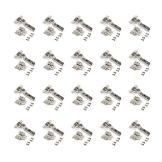 Lot de 20 charnières super coudées X91N avec embases à visser, Hauteur 0, Acier, Nickelé