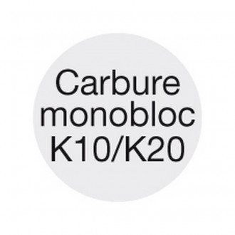 Fraise longue, 3 dents, 45°, en carbure monobloc, recouverte de TiAIN, Ø d1 - h10 : 4,0 mm, Long. totale l1 57 mm, Long. coupe l2 8 mm