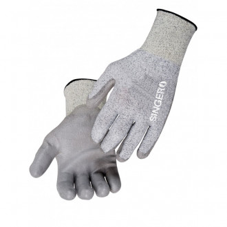 Gant anti coupure singer protection niv 5 gris enduit pu sur la paume support tricoté - Taille au choix