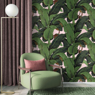 Papier peint rose feuilles de bananier - BANANA ROSA++