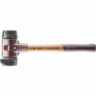 Maillet halder simplex caoutchouc chargé, avec pied intégré / avec boîtier en fonte malléable et manche en bois de haute qualité - d=80 mm - 3022.280