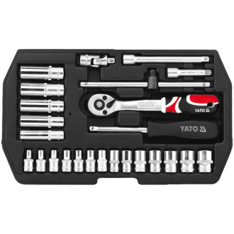 YATO Kit de douilles 25 pièces en métal noir YT-1446