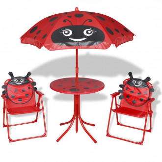 Vidaxl jeu de bistro avec parasol pour enfants rouge