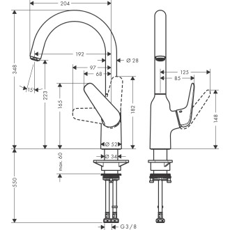 Mitigeur de cuisine 220 focus m42 1 jet finition chromé