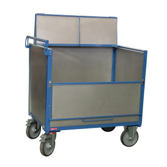Chariot conteneur tôle galva 500 kg avec toit 1000 x 700 mm (460 l) ø roues 200 mm