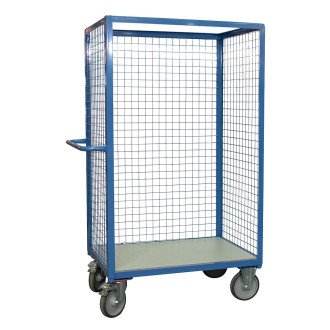 Servante grillagée 3 côtés sans toit charge 500 kg 1000 x 700 mm ø roues 200 mm