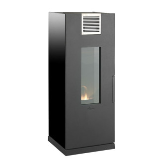 Poele a granulés thera anthracite côtés verre noir Poele a granulés thera anthracite côtés verre noir