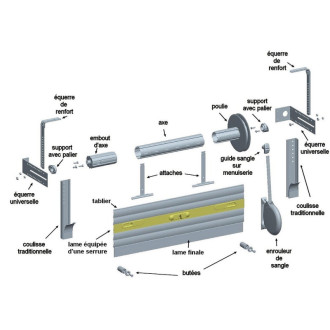 Lame avec serrure recoupable, enroulement intérieur, noir