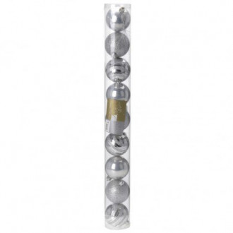 Lot de 9 boules de noël argent koopman
