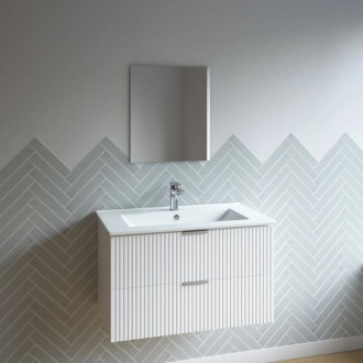 Meuble salle de bain simple vasque 60cm blanc MDF ondulé - MILO Aurlane - LAV1032