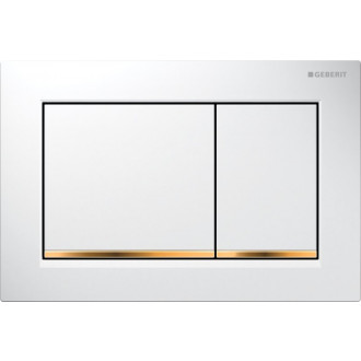 Plaque de commande Omega 30 Geberit blanc-doré Plaque de commande Omega 30 Geberit blanc-doré