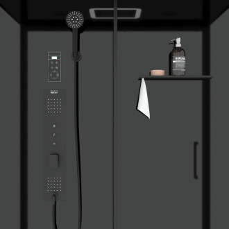 Cabine de douche hydromassante 140x85x218 cm - porte coulissante - fonds & profilés noir mat Aurlane - CAB274