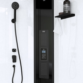 Cabine de douche 1/4 de cercle 95x95x218 cm - fonction hammam, jets hydromassants, led et bluetooth Aurlane - CAB271