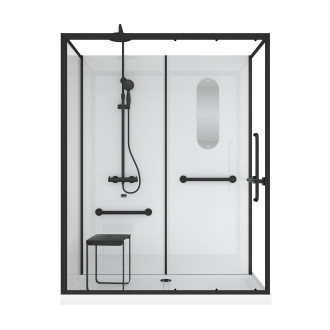 Cabine de douche sécurisée et accessible à tous 160x85x220cm - mitigeur thermostatique Aurlane - CAB277