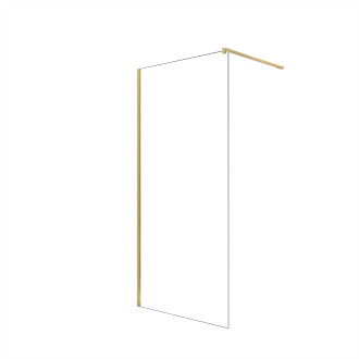 Paroi de douche 100x195 cm en verre trempé 5 mm - finition or brossé - gold elementary Aurlane - FAC1007