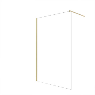 Paroi de douche 140x195 cm en verre trempé 5 mm - finition or brossé - gold elementary Aurlane - FAC1009